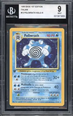2000 Pokemon ITALIAN 1st Edition Base Set Poliwrath Holo 13/102 BGS 9 MINT - Image 1