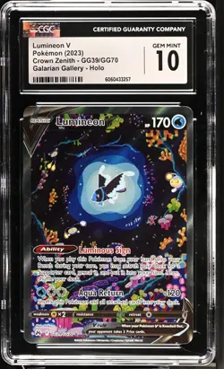 Pokemon Crown Zenith Lumineon V Full Art GG39 CGC 10 GEM MINT - Image 1