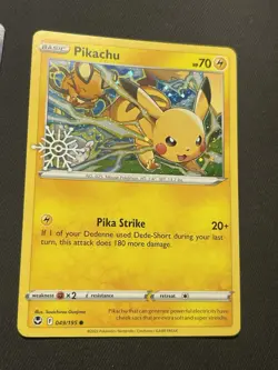 Pokemon- Pikachu Holiday Calendar Snowflake Stamp Promo 049/195 SWIRL NM - Image 2