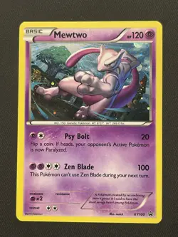 Pokemon Mewtwo TCG XY100 Cosmos Holo Black Star Promo NM SWIRL! - Image 2