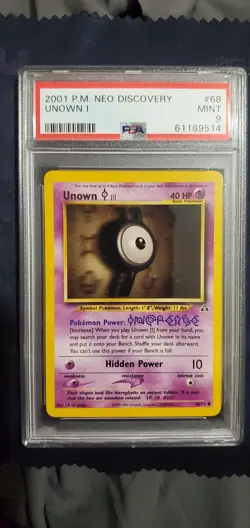Pokemon TCG Unown I Neo Discovery 68/75 Regular Unlimited Common PSA 9 - Image 1