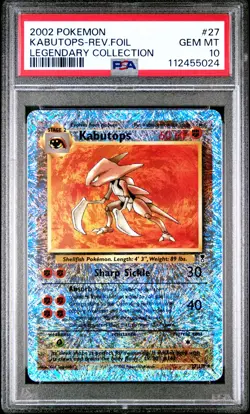 2002 POKEMON LEGENDARY COLLECTION #27 KABUTOPS-REVERSE FOIL PSA 10 - Image 1