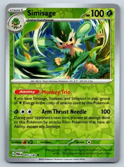 Simisage - Reverse Holo - Paradox Rift PAR 005/182 Pokemon TCG Card - Image 1