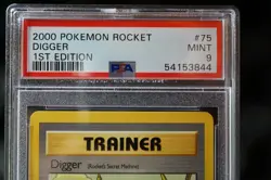 2000 Pokemon ROCKET DIGGER TRAINER CARD 1ST EDITION #75 PSA 9 - Image 2