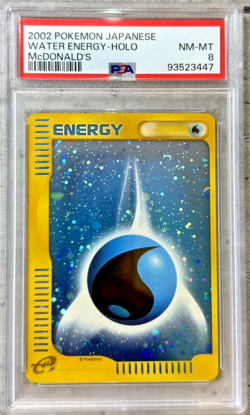 Pokemon Card Japanese Water Energy Holo PSA 8 NM-Mint, E-Reader McDonald's 2002 - Image 1