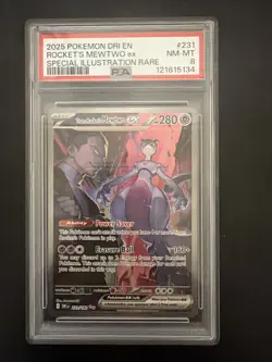 Pokemon TCG Destined Rivals Team Rockets Mewtwo EX Card 231/182 PSA 8 - Image 1