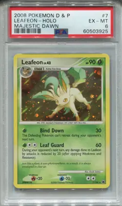 Pokemon Diamond & Pearl Majestic Dawn Holo Card #7 Leafeon PSA 6 - Image 1