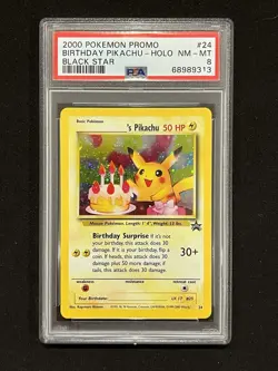 Pokemon TCG Birthday Pikachu WOTC Black Star Promo PSA 8 - Image 1