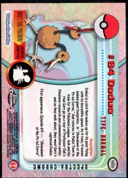 2000 Topps Chrome Pokemon TV Animation Series 2 Spectra #84 Doduo - Image 2