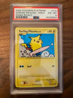 PSA 6 Surfing Pikachu Secret Rare Holo Platinum Rising Rivals 2009 Pokemon #114 - Image 1