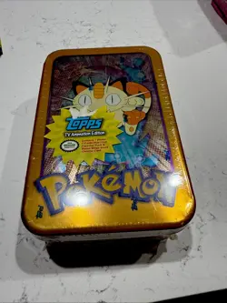 Vintage Pokemon Topps 1999 TV Animated Edition Meowth Tin SEALED Rare - Image 1