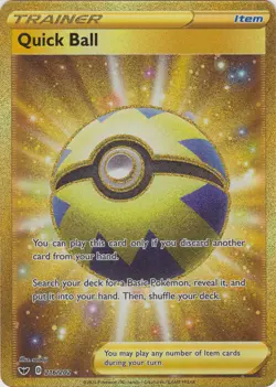 1x Quick Ball - 216/202 - Secret Rare NM-Mint Pokemon SWSH1 - Sword and Shield B - Image 1
