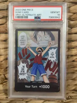 2022 One Piece Card Game Romance Dawn English Alternate Art Luffy Don!! PSA 10 - Image 1