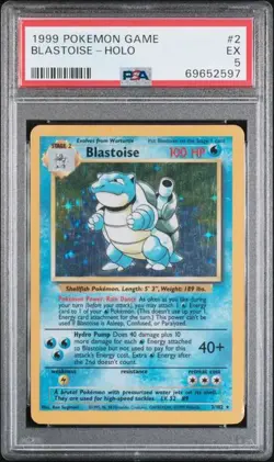 Blastoise 1999 Pokemon Base Set Holo Card #2 PSA 5 - Image 1