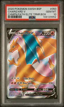 2020 POKEMON SWSH BLACK STAR PROMO #050 CHARIZARD V PSA 10 - Image 1