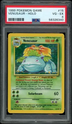 PSA 4 Pokemon Venusaur 15/102 Wotc Base Set Unlimited Holo Rare - Image 1