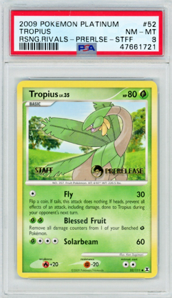 2009 Pokemon Platinum Rising Rivals Tropius 52/111 Prerelease Staff Promo PSA 8 - Image 1