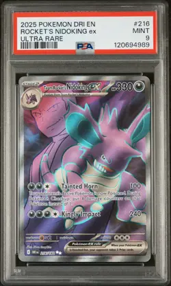 TEAM ROCKET'S NIDOKING EX #216 ULTRA RARE 2025 POKEMON DRI DESTINED RIVALS PSA 9 - Image 1