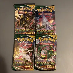 Sealed Evolving Skies Pokemon TCG Booster Packs Complete Art Set (4 Packs) - Image 1