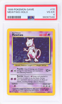 1999 Pokemon Base Set Mewtwo Holo #10 PSA 4 - Image 1
