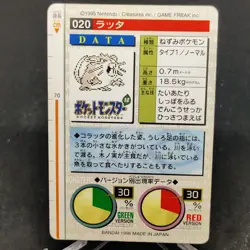 (MP/LP) Raticate No.20 Pokemon Carddass vending 1996 Monsters Collection Green - Image 3