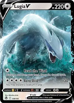 Lugia V 138 195 Holo Rare Silver Tempest SWSH Pokemon Card NM Legendary - Image 1