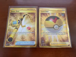 Pokemon Card Gold Lot of 2 - Super Rod 276 Level Ball 181 - Image 1