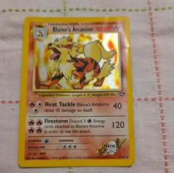 💥 2000 Pokemon Blaine's Arcanine 1/132 Gym Challenge Holo Vintage Rare Card - Image 1