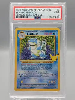 PSA 9 Blastoise Holo 2/102 Pokemon Celebrations: Classic Collection 2021 - Image 1