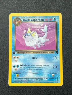 Pokemon TCG - 2000: Team Rocket 1st Edition - Dark Vaporeon Card 45/82 LP - Image 1