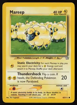 Mareep 065/111 Neo Genesis Pokemon TCG LP - NM - Image 1