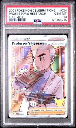 2021 POKEMON CELEBRATIONS #024 FULL ART/PROFESSOR'S RESEARCH PSA 10 - Image 1