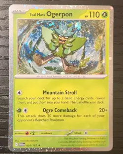 Teal Mask Ogerpon 24/167 NM Cosmos Holo Swirl Promo Pokemon Twilight Masquerade - Image 1