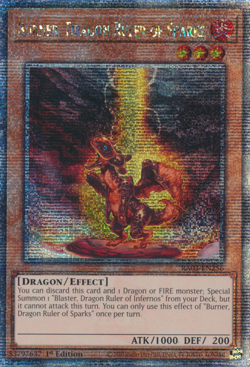 YUGIOH BURNER, DRAGON RULER OF SPARKS QUARTER CENTURY SECRET RARE NM RA03-EN256 - Image 1