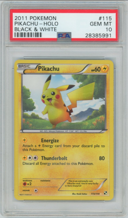 PSA 10 GEM MINT Pikachu 115/114 SECRET RARE Black & White HOLO Pokemon Card 023 - Image 1
