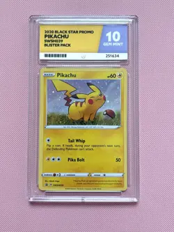 2020 Pikachu Blister Card 25th Anniversary SWSH039 Promo ACE 10 Graded - Image 1