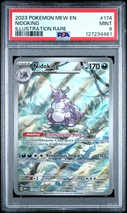 PSA MINT 9 - Nidoking Illustration Rare Pokemon Mew En-151 174 - Image 1