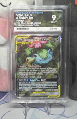 Venusaur & Snivy GX SM229 Tag Team Promo Pokemon TCG ACE Grade 9 Mint - Image 1