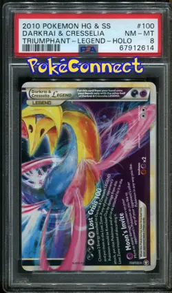 PSA 8 Pokemon Darkrai & Cresselia Legend Bottom Triumphant 100 Holo Rare Card - Image 1