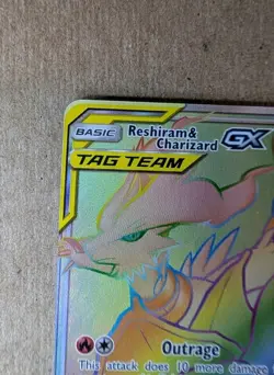 Reshiram & Charizard GX 217/214 Full Art Secret Rainbow Rare Pokemon Card MINTY - Image 5