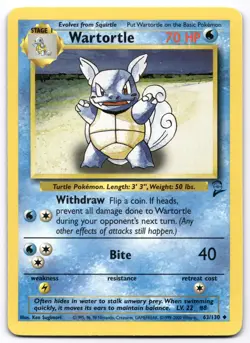 Wartortle 063/130 Base Set 2 Pokemon Card Vintage WOTC | LP - Image 1