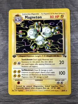 Magneton 26/62 Fossil 1st Edition Rare Regular LP Pokemon Card - Image 1