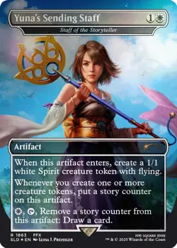 MTG FOIL YUNA'S SENDING STAFF STAFF OF THE STORYTELLER SECRET LAIR FINAL FANTASY - Image 1