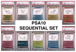 PSA 10 SEQUENTIAL Yu Nagaba Eevee’s Promo Complete Set 9 Pokemon Card Japanese - Image 1