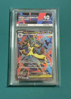 Pokemon TCG Mega Lucario EX Mega Evolution Secret Rare 160/132 Gem Mint ACE 10 - Image 1