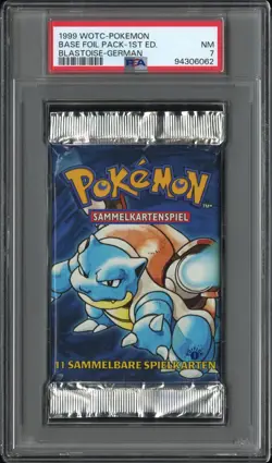 PSA 7 Base Set GERMAN 1st Edition Sealed Pokemon Booster Pack Blastoise - Image 1