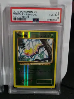 2016 Pokemon XY Evolutions Weedle #5- Reverse Foil - PSA 8 - Image 1