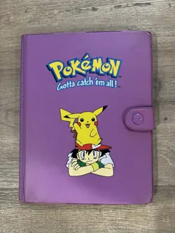 Pokemon 4 Pocket Card Binder Purple Vintage 1999 Ash And Pikachu - Image 1
