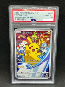 PSA 10 Gem Mint Pokemon Pikachu 001/S-P Promo SWSH Full Art Card Holo Japanese - Image 1