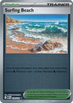 Surfing Beach Reverse Holo 129/132 Mega Evolution Pokemon Card - Image 1